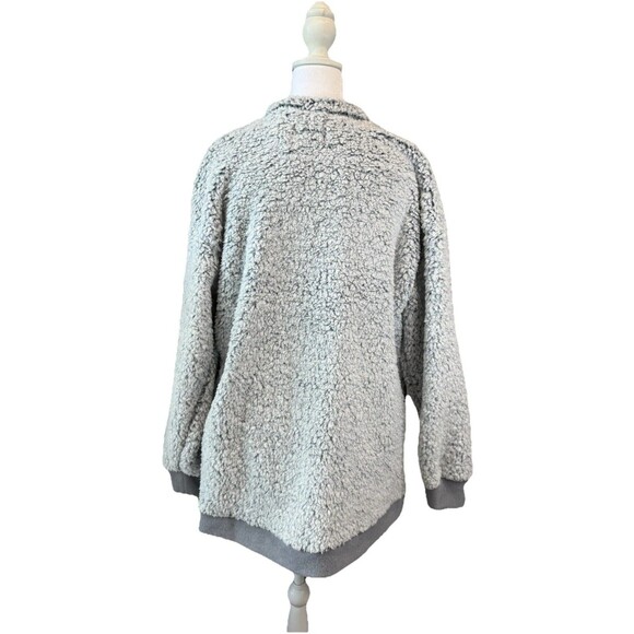 NWOT Women's Simply Vera Wang Sherpa Faux Fur Open-Front Cardigan Grey Size S - Picture 4 of 9